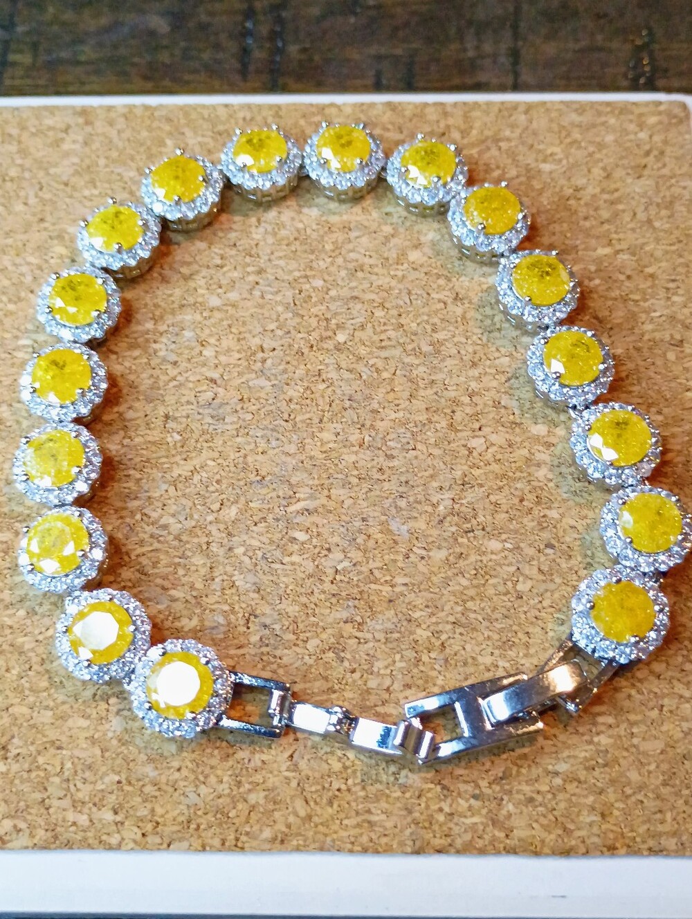 New Yellow Crystal Halo Tennis Bracelet - Women Jewelry